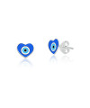 Brinco de Prata Olho Grego Coração Azul