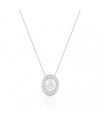 Colar de Prata Oval Branco Sagrado Coração de Jesus