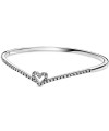 Pulseira de Prata Coração Brilhante em V