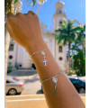 Pulseira de Prata Terço Nossa Senhora Zircônia Verde Claro